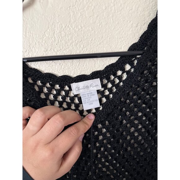 VTG Charlotte Russe Womens Size S Juniors Fringe Cover Up Shaw Y2K Boho Crotched - Picture 5 of 6